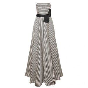 NWT Halston heritage stripe black white gown